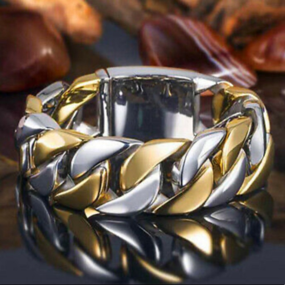NEW Twon Tone 925 Sterling silver Men’s Ring - Picture 2 of 4